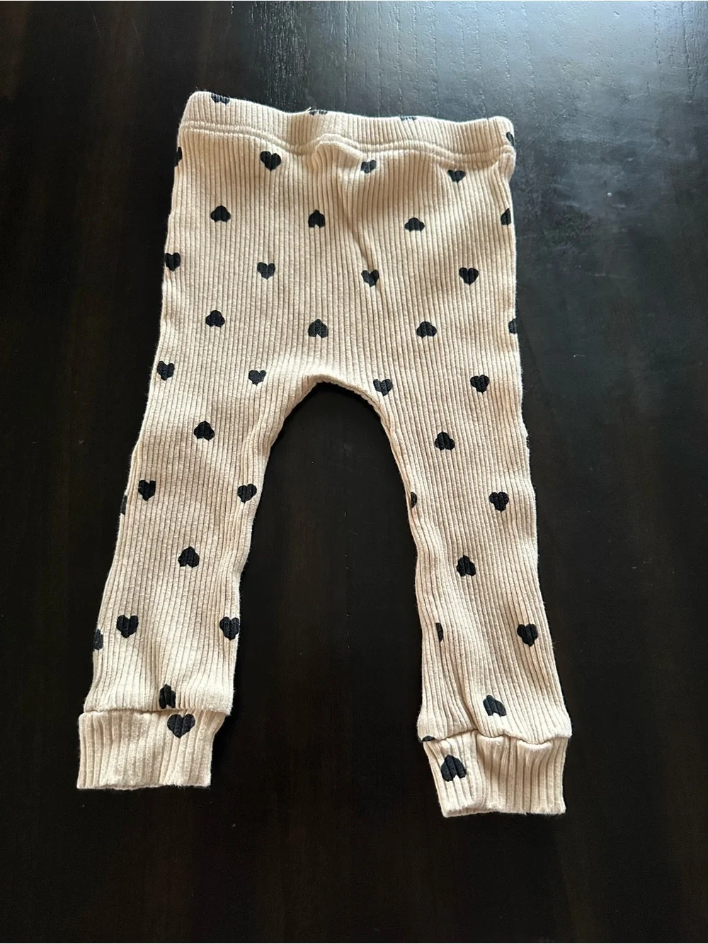Cream Heart Ribbed One-Piece,Pants, and bow for Kids